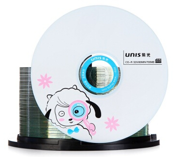 紫光（UNIS）CD-R光盘/刻录盘 天海卡通系列 52速700M 桶装50片（版面随机）-京东