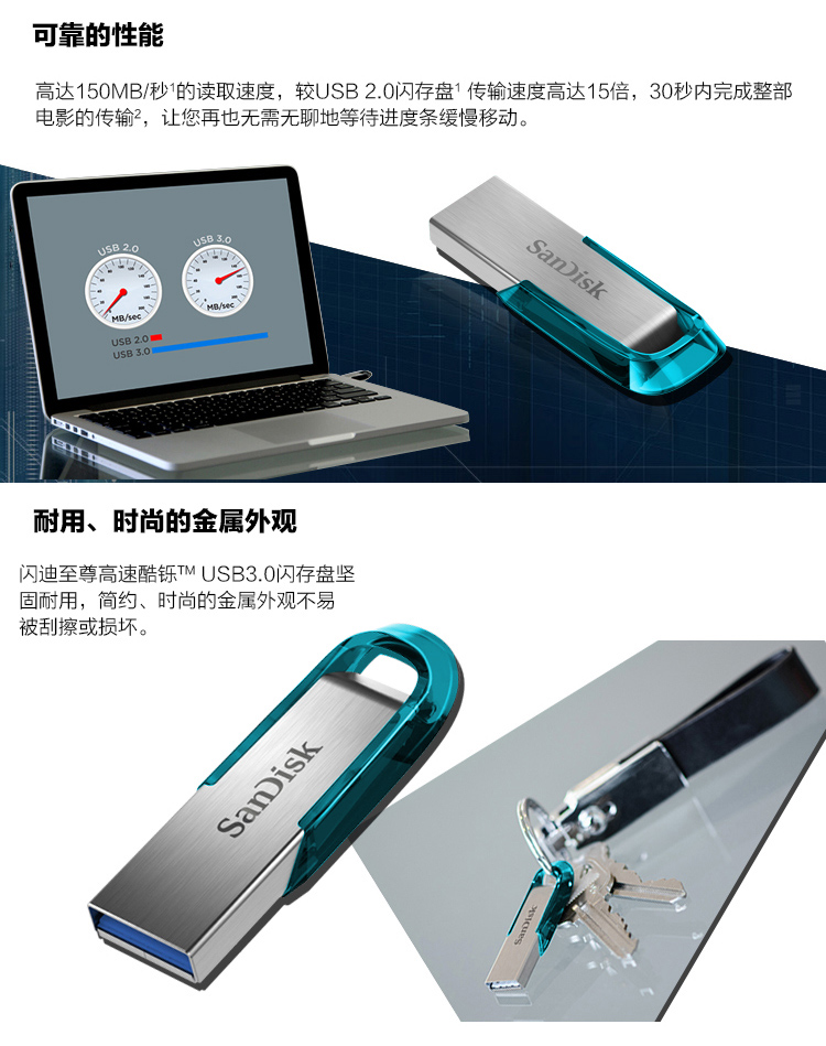 闪迪（SanDisk）酷铄(CZ73) USB3.0 金属U...-京东